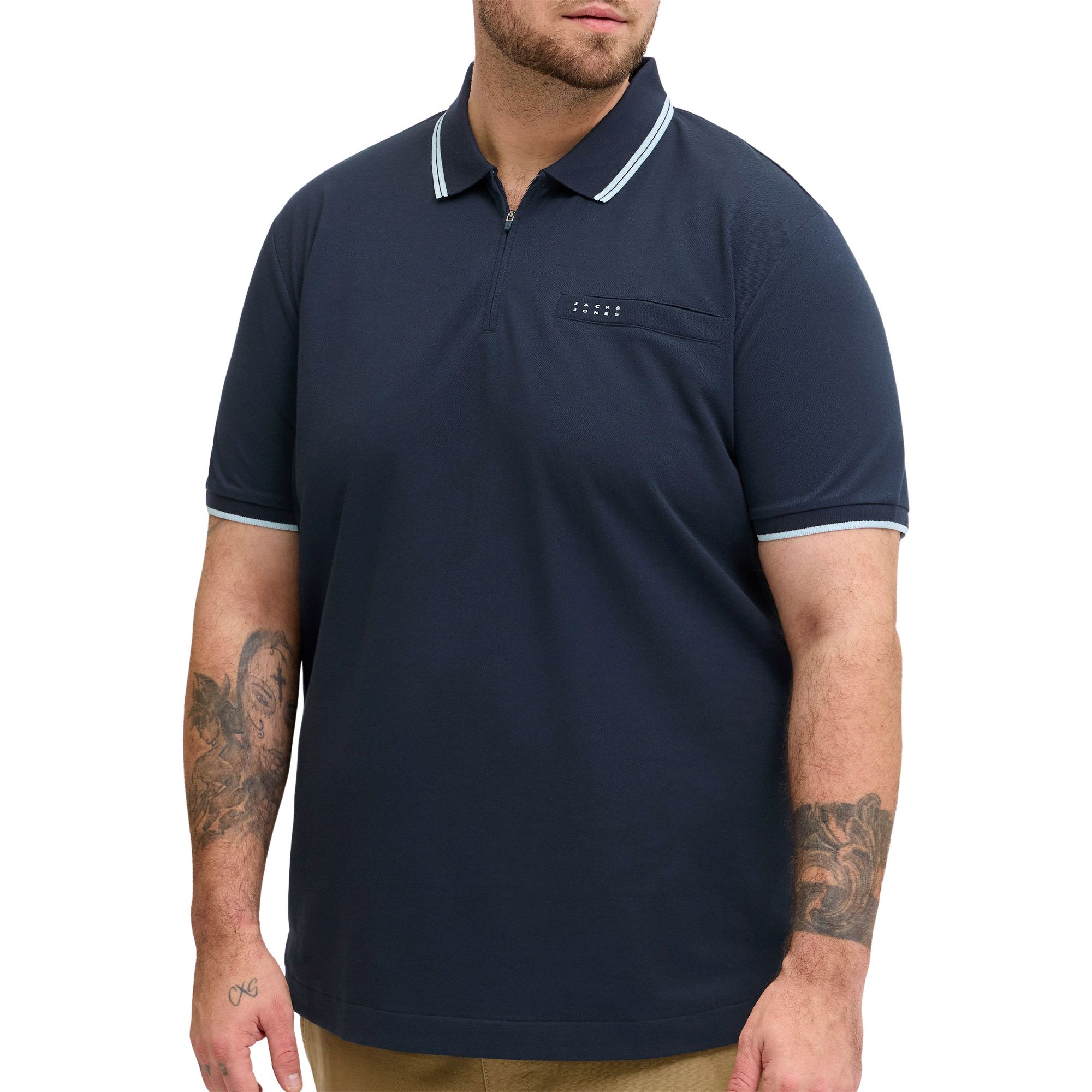 Jack & Jones Fusion Branding Zip Polo Men (plussize) | Plutosport